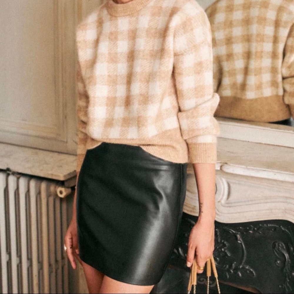 Sezane Harlow Skirt in Black Leather - Size 0 - NWT
